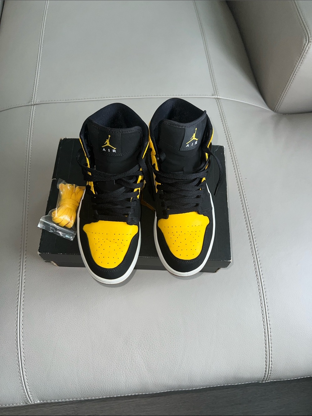 Jordan Air High-Top Sneakers Black and Yellow